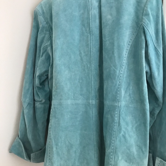 Vtg Turquoise Suede Ladies 20W Blazer Coat Monterey Bay NOS - Picture 3 of 3